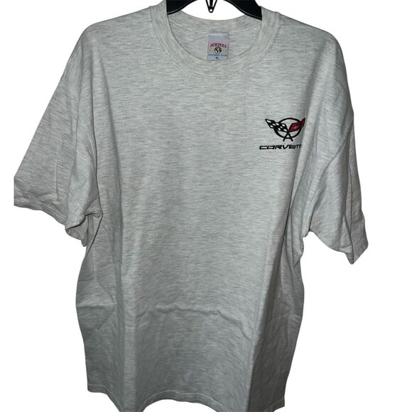 Jerzees Corvette T-shirt Mens XL Classic Sports Car Logo Gray USA Vintage Y2K - Picture 1 of 7